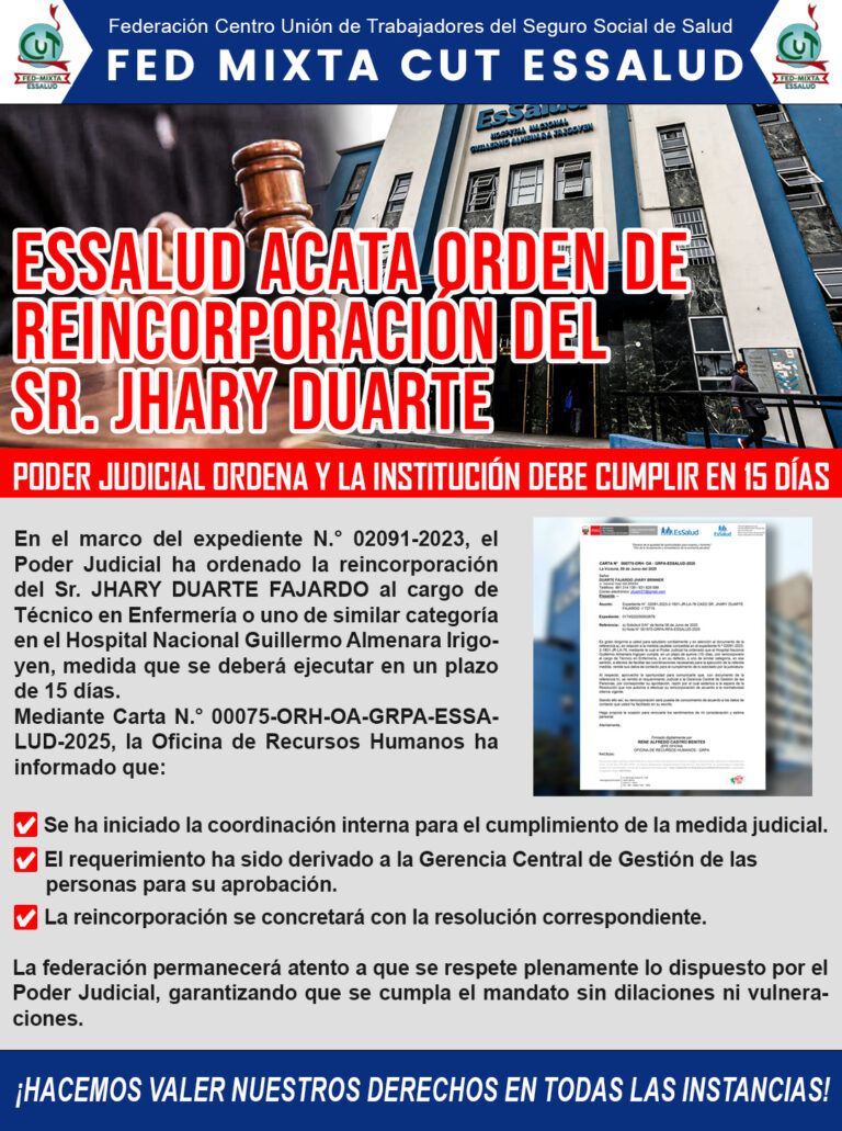 Post Essalud acata ordenes